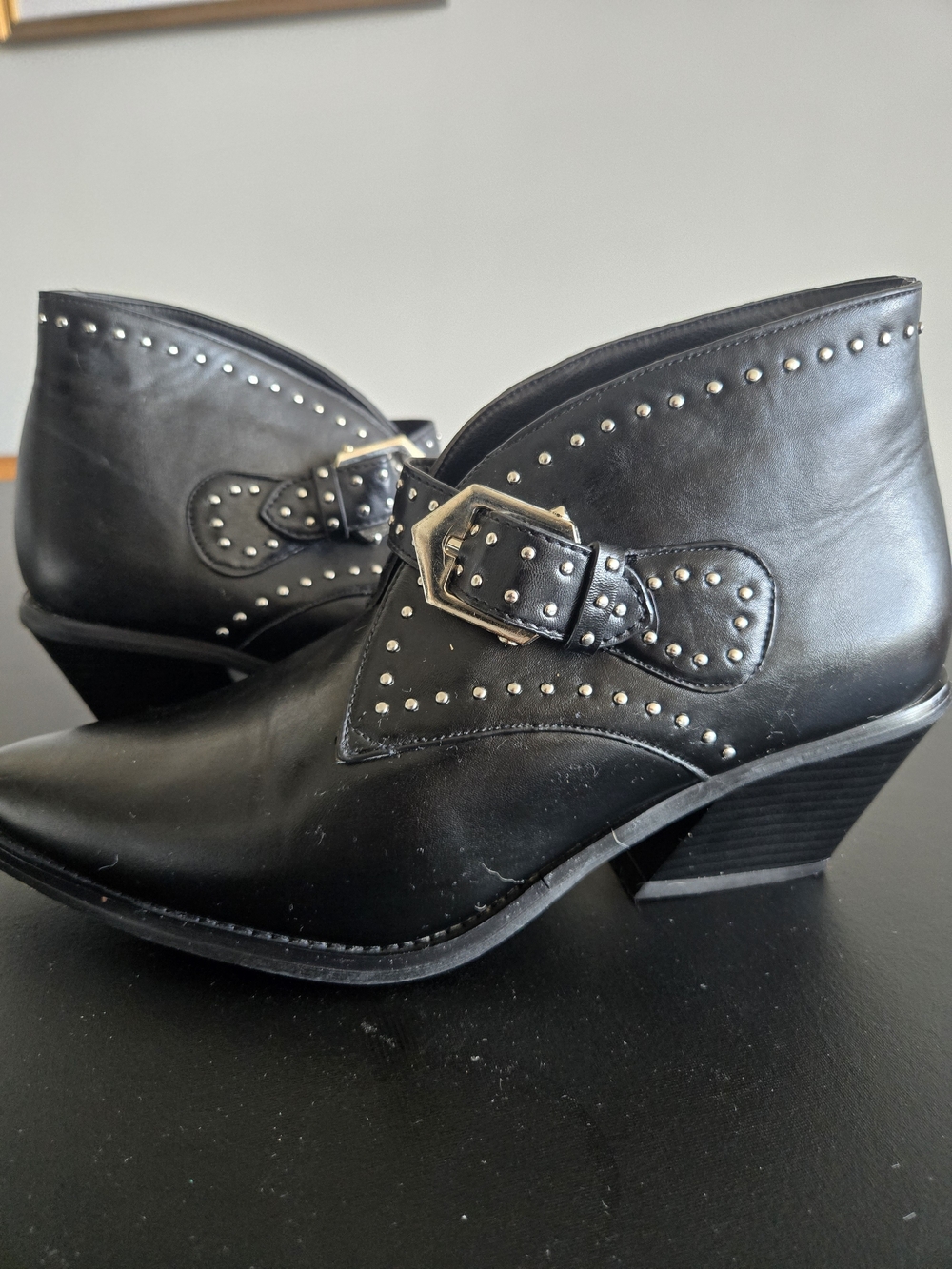Seven7 Dallas Black Studded Western Ankle Boots